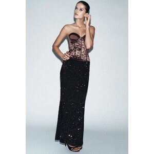 ZARA LONG SEQUIN SKIRT